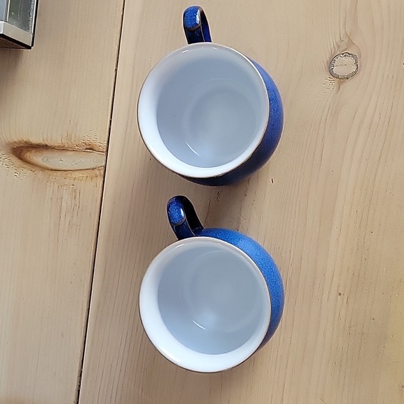 Denby England Boston Blue Mugs Tea Cups - Set of 2 - Picture 2 of 6